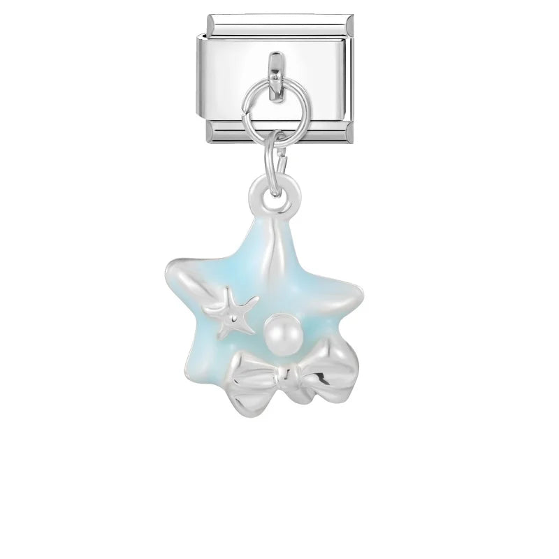 Zircon Crystal Italian Charm Link – Stainless Steel Bracelet Charm Bracelet Link Qme Style 17