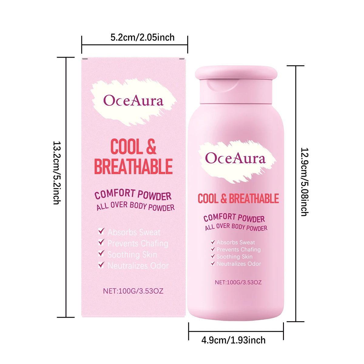 OceAura Dry Body Powder 100g – Smooth, Fresh & Non-Sticky Body Powder Qst