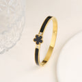 Gold Stainless Steel Five-Leaf Flower Bangle for Women Flower Bangle Bracelet Qme 12