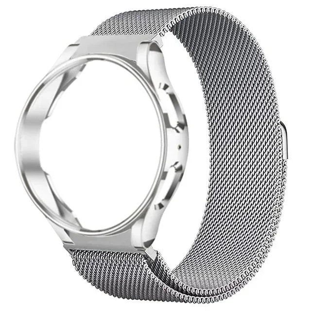 TPU Case & Metal Strap Samsung Galaxy Watch 6 Classic 47mm Smartwatch Case & Strap Qme Silver S Watch 6 40mm