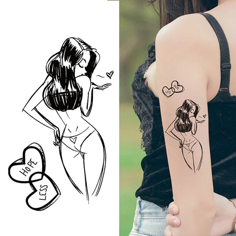 30 Black Temporary Tattoo Stickers – Small Clear Body Art Set Temporary Tattoo Stickers Qme