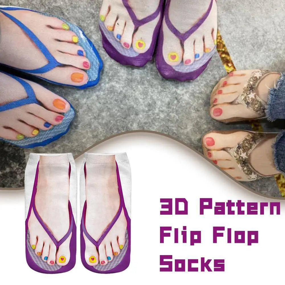 3D Skeleton Flip Flop Novelty Socks | Cotton Blend, 7 Colors Novelty Print Socks Qme