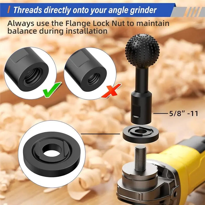 Ball Gouge Sphere Rotary Burr 3-PC Set 5/8-11 Thread Angle Grinder Rotary Burr Set Qme