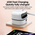 65W Foldable Wall Charger Retractable Cable Travel Adapter | Qme Travel Wall Charger Qme WHITE UK