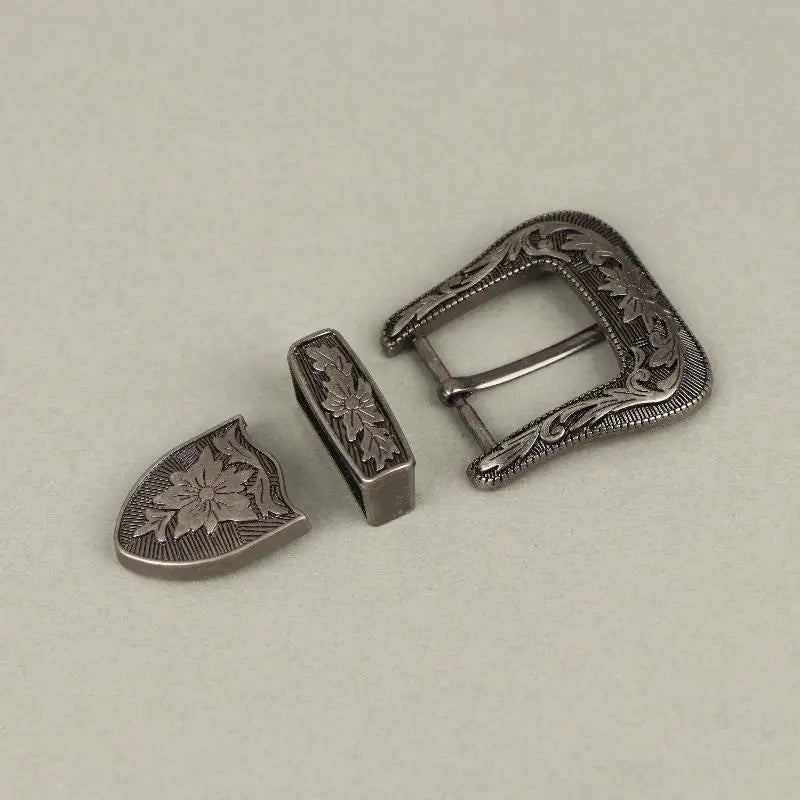 Vintage Floral Engraved Metal Belt Buckle – Retro Pin Clasp Metal Belt Buckle Qst Antique Silver