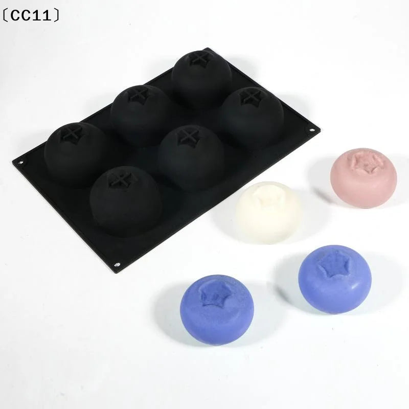 6-Cavity Blueberry Silicone Mousse Cake Mold – Fruit Shaped Silicone Baking Mold Qme