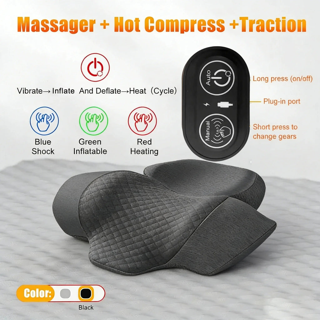 Cervical Neck Massager Pillow – Heat, Vibration & Traction Neck Massage Pillow Qst