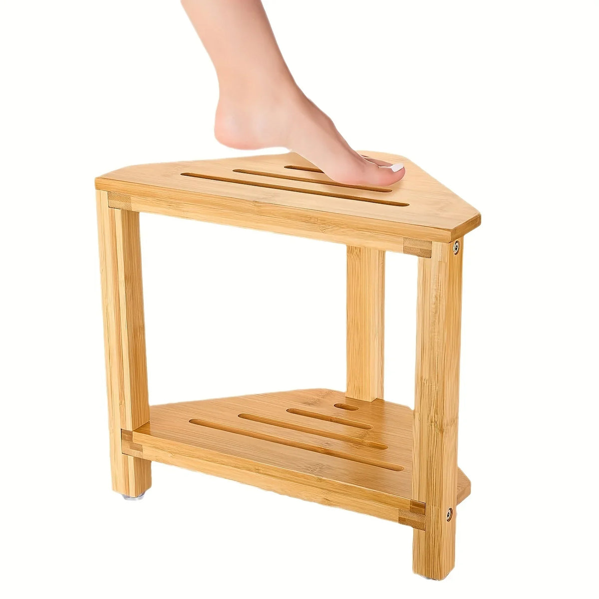 Wooden Shower Foot Rest Stool | Waterproof Corner Shelf Shower Foot Rest Stool Qme straight edge