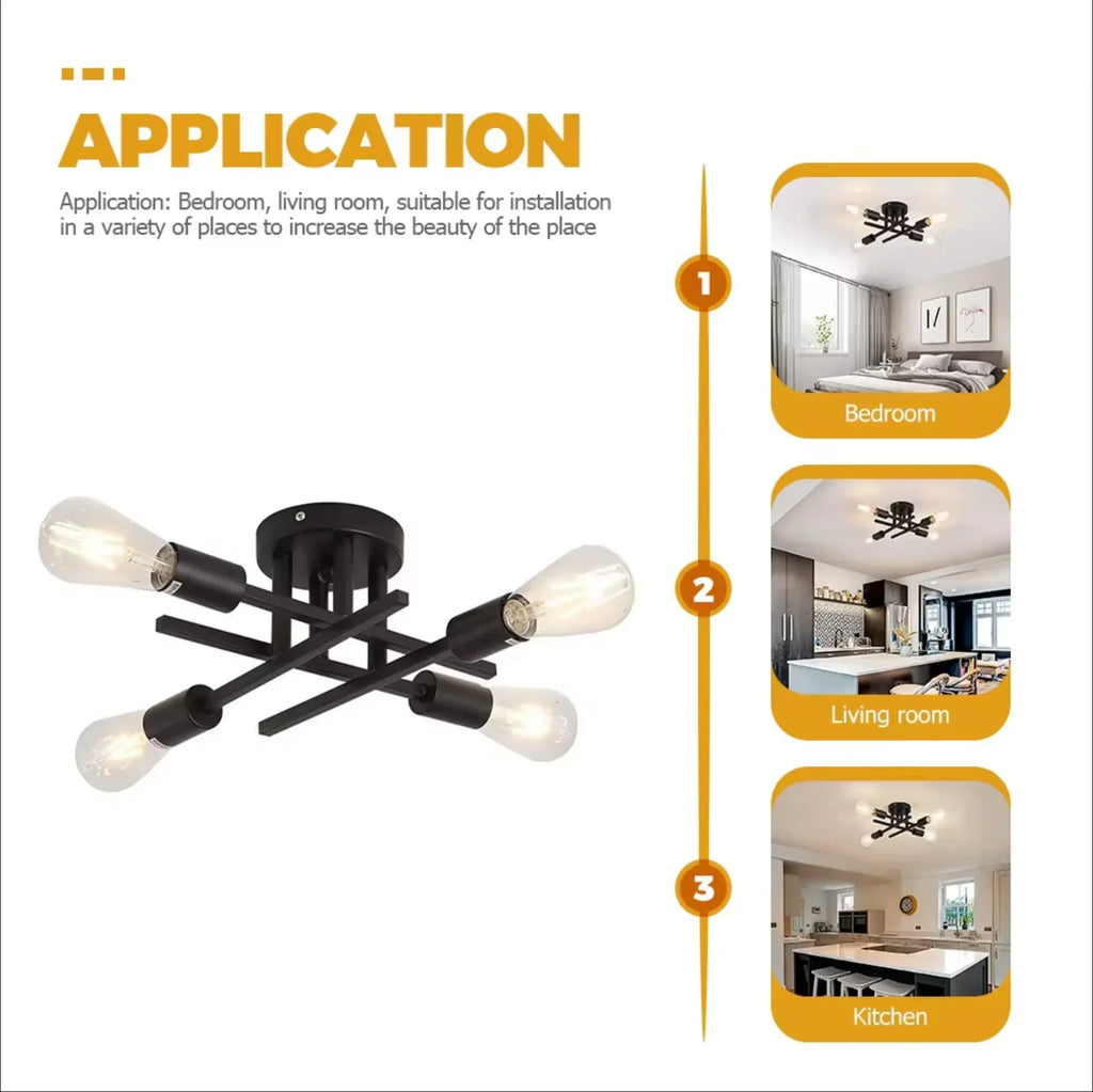 Modern LED Ceiling Lamp – Black Flower Aluminum Light Fixture LED Ceiling Lamp Qme
