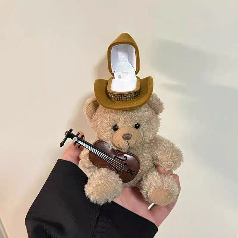 Cute Bear Doll Ring Box – Cartoon Jewelry Gift Display Jewelry Gift Box Qme