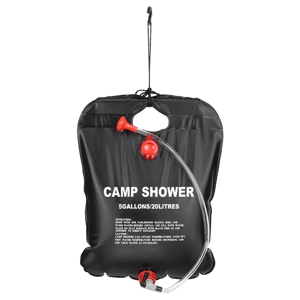 20L Foldable Solar Shower Bag – Portable Camping Shower Solar Camping Shower Qme Black
