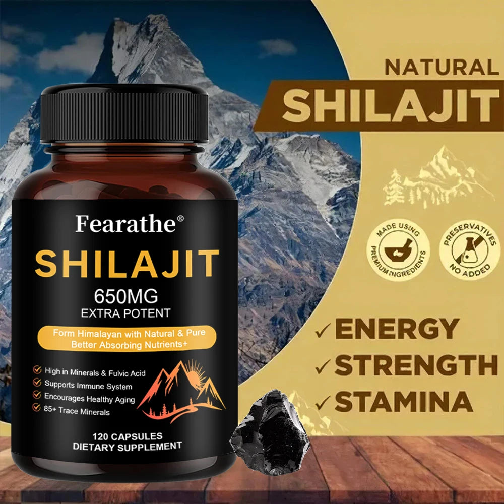 Himalayan Shilajit Capsules with Ginseng & Ashwagandha 60ct Herbal Supplement Qst