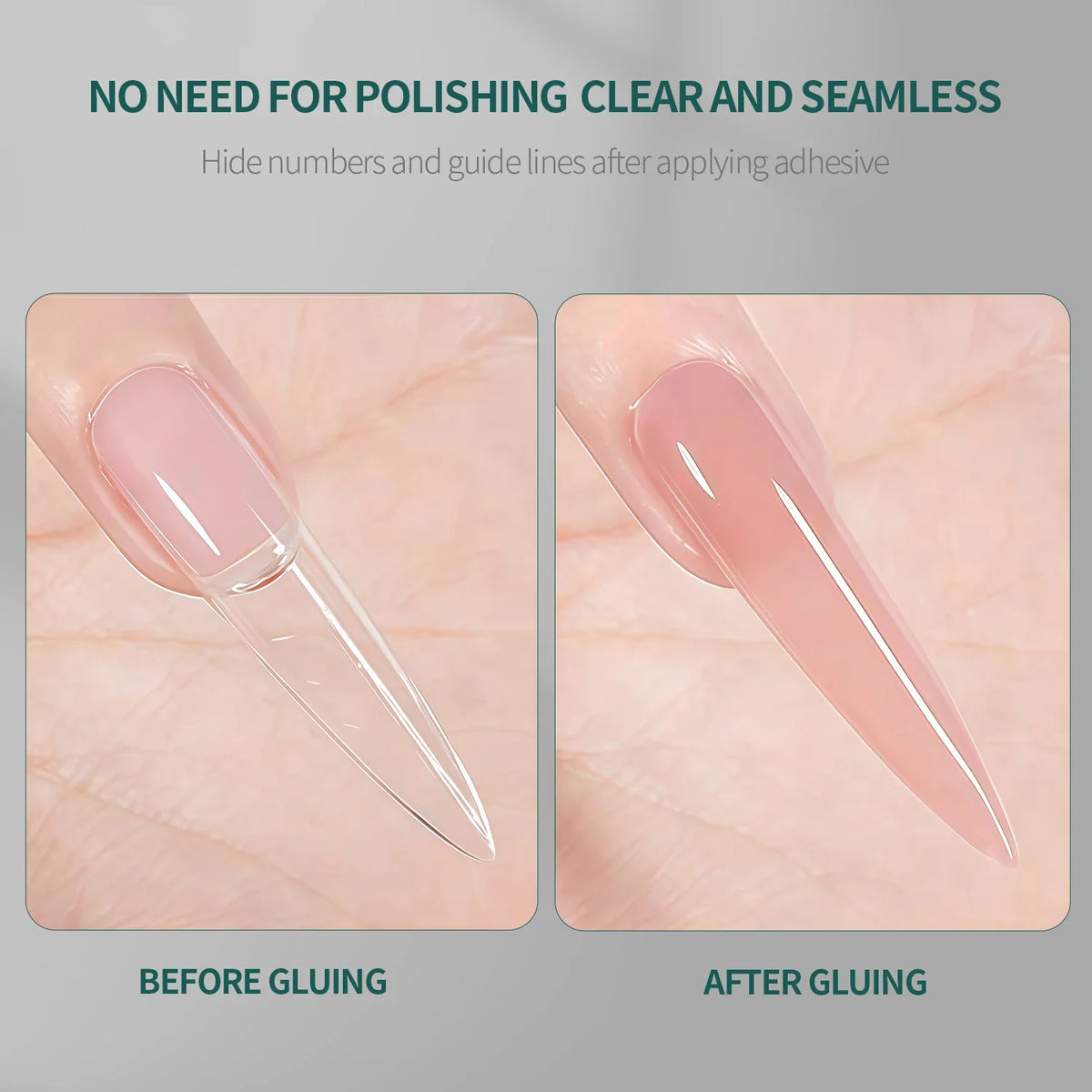 Nailpop Clear Square Dual Forms 240pcs – 15 French Nail Styles Nail Extension Forms Qme