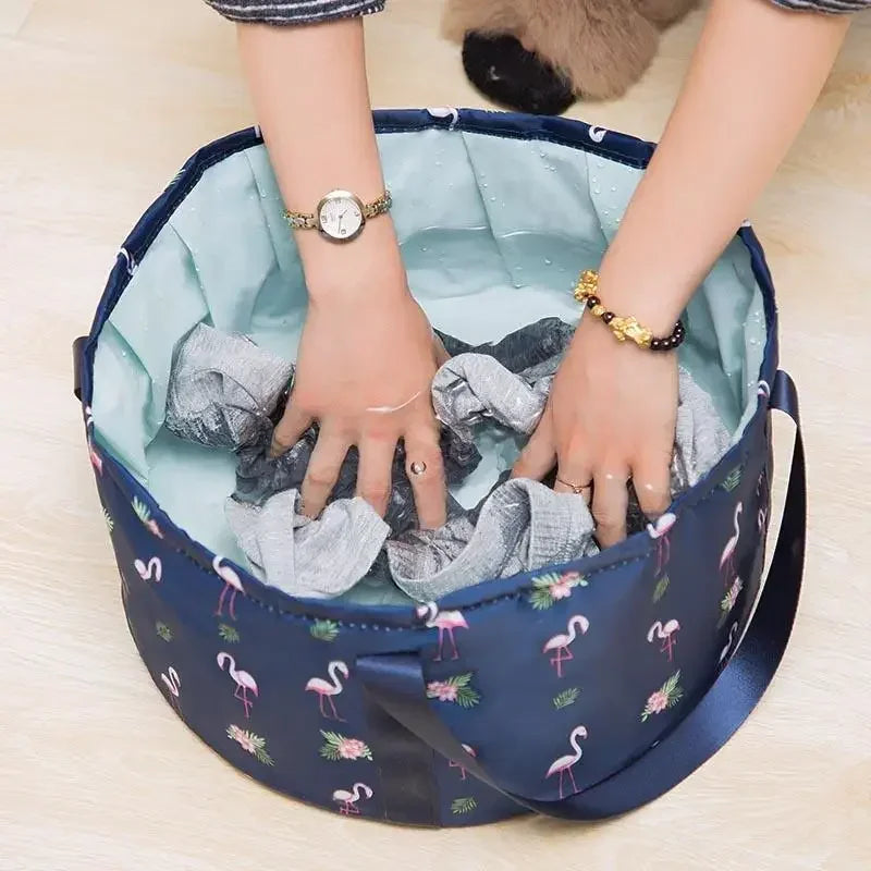 Portable Foldable Basin Camping Wash Tub & Fishing Bucket Foldable Camping Basin Qme