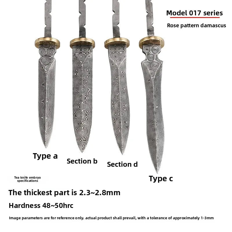 Damascus Steel Blank Tea Knife Blade – DIY Handmade Tool Blank Knife Blade Qst