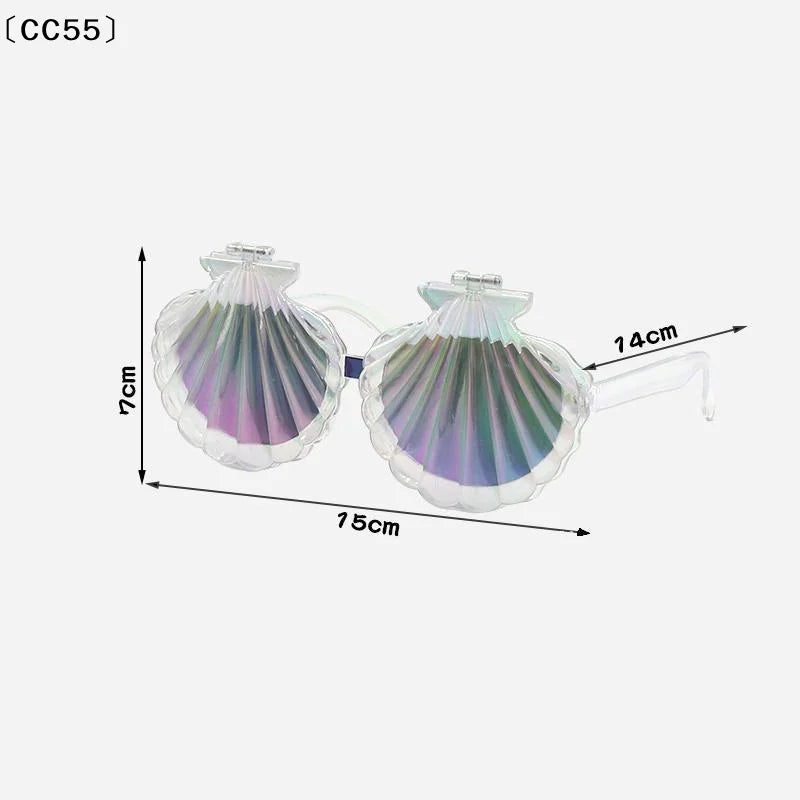 Shell Sunglasses – Hawaii Beach Party Photo Props UV400 Novelty Sunglasses Qst