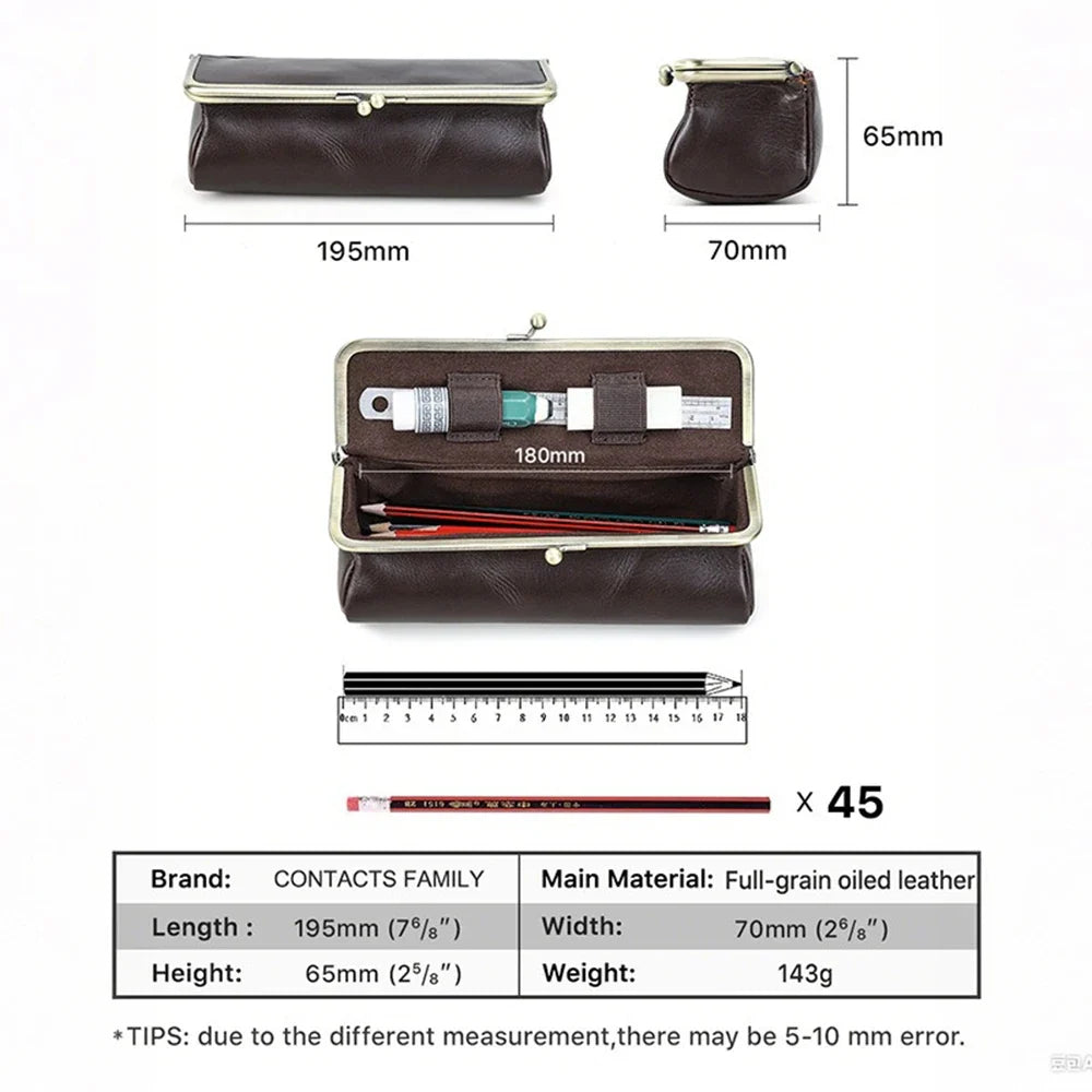 Handmade Vintage Leather Pencil Case | Retro Desk Storage Box Leather Pencil Case Qme