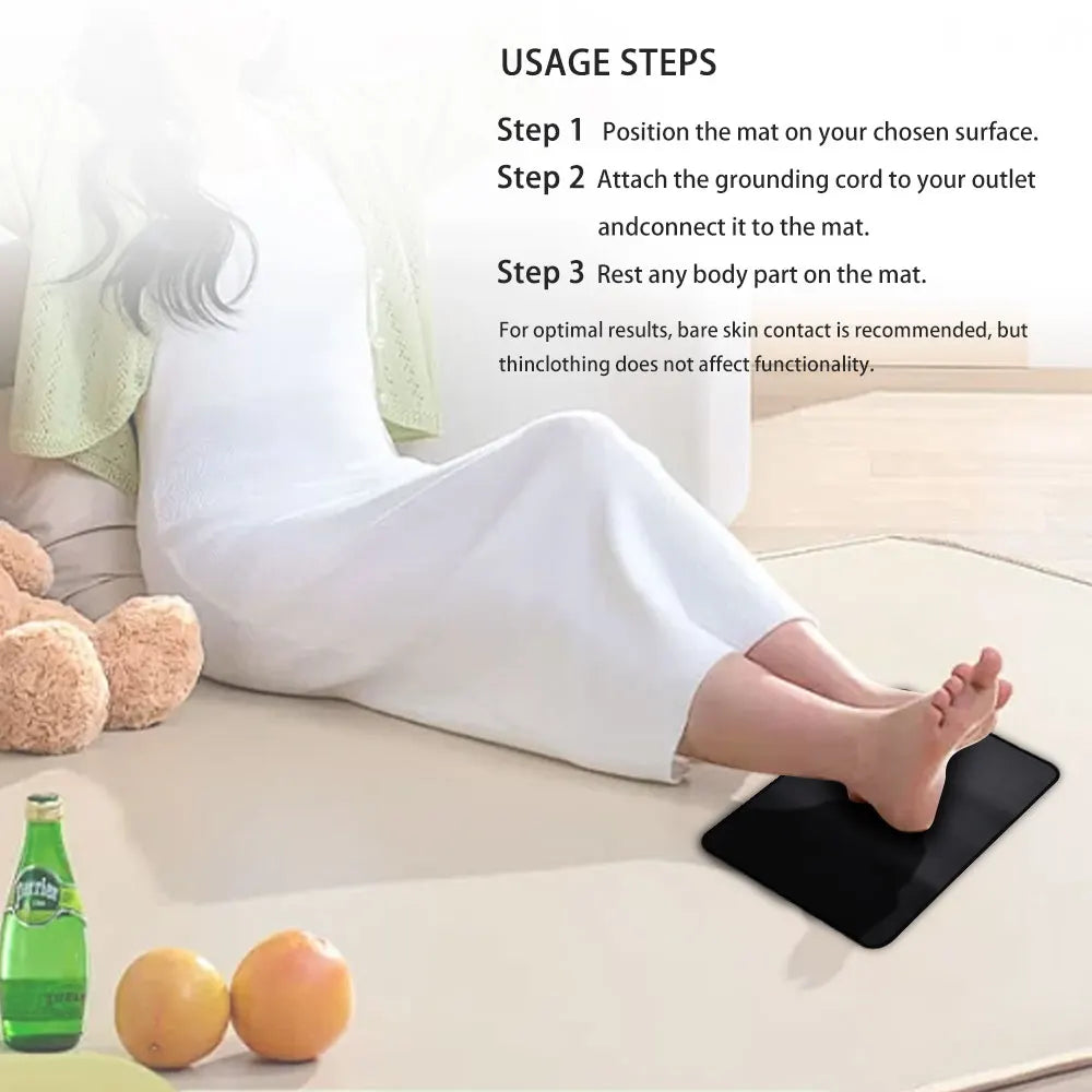 Grounding Mouse Pad Mat – Conductive Vegan Leather & 15ft Cord Earthing Grounding Mat Qst