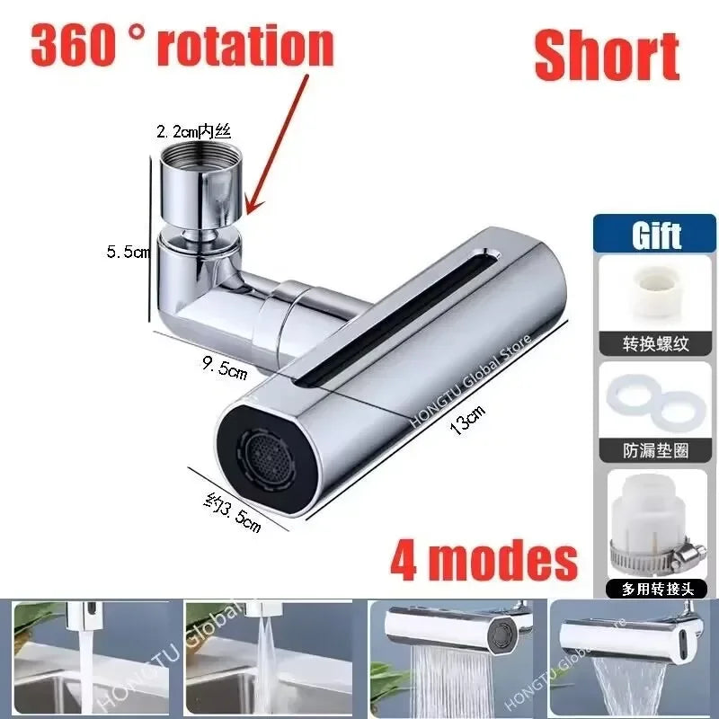 4-Mode Waterfall Faucet Aerator Extender Sprayer Kitchen Sink Faucet Aerator Sprayer Qme 1Set