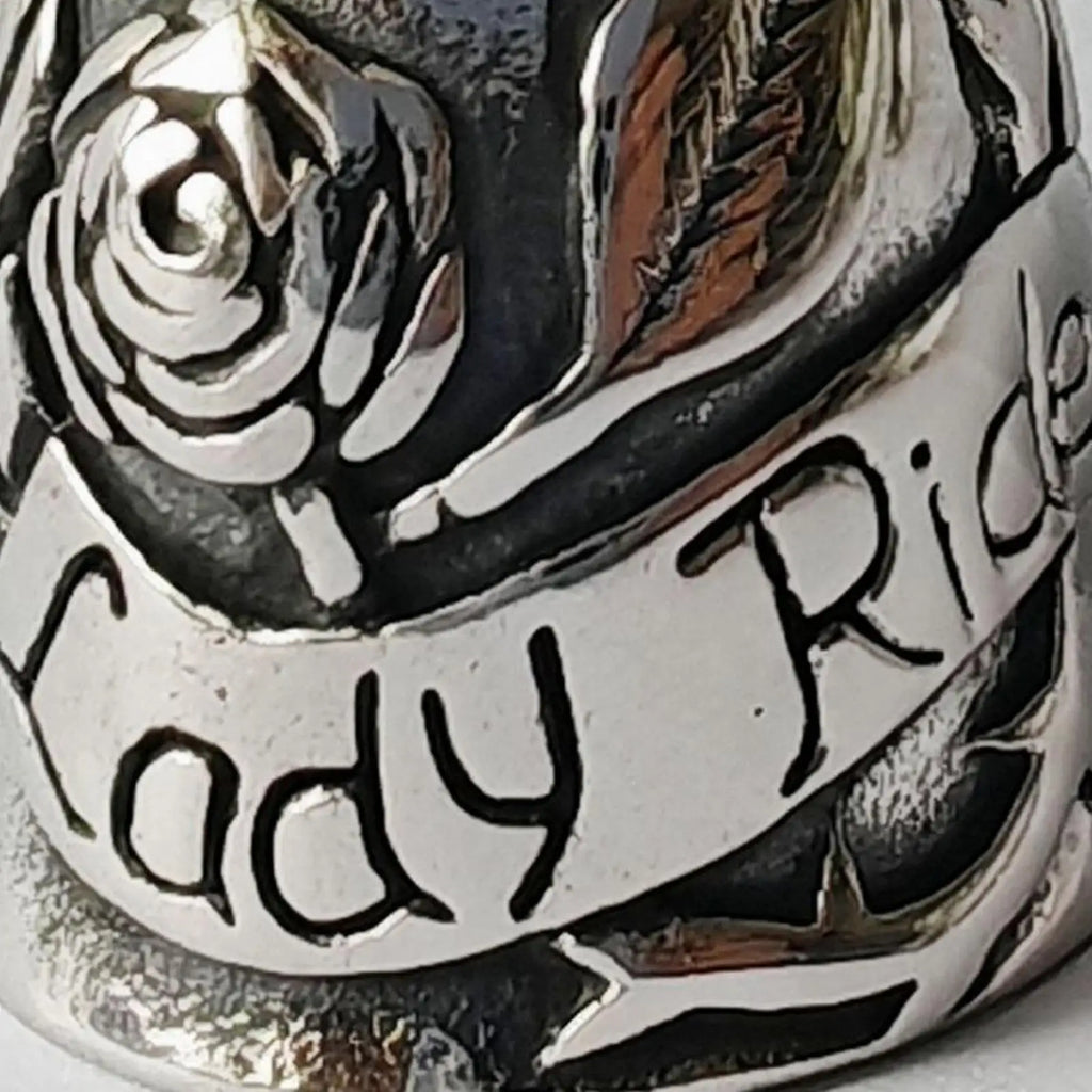 Motorcycle Angel Bell Rose Design Charm | Stainless Steel Motorcycle Bell Charm Qme