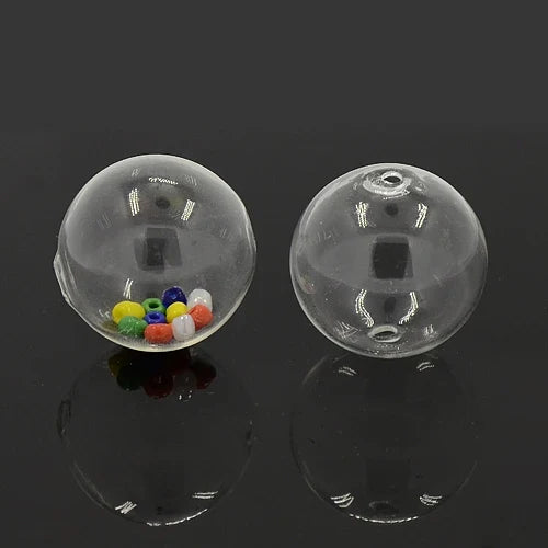 PandaHall Blown Glass Globe Beads | Two-Hole Round Clear Assorted Glass Craft Beads Qme