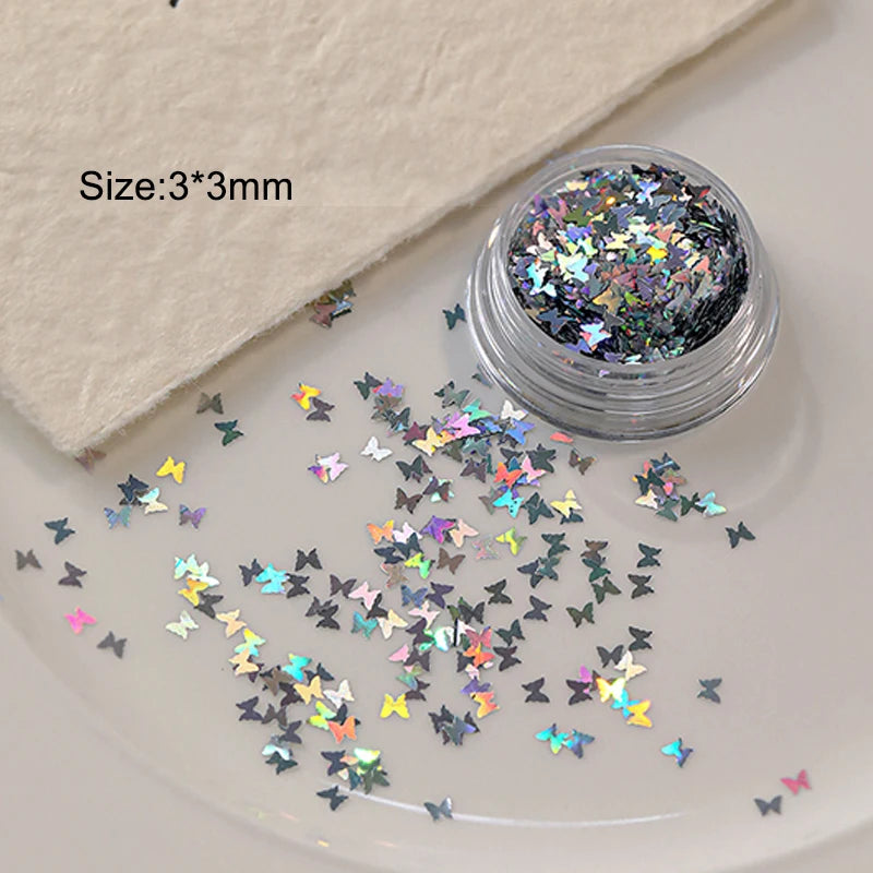 Holographic Star Nail Glitter Sequins Laser Sparkle Flakes Nail Art Sequins Qst Butterfly