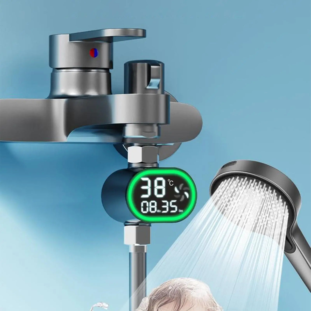 LED Digital Shower Water Temperature Monitor | Splash-Proof Water Temperature Monitor Qme