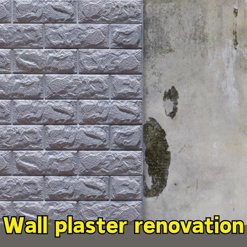 Foam Brick Wallpaper Self-Adhesive Stain Resistant PVC Tiles Peel & Stick Wallpaper Qme
