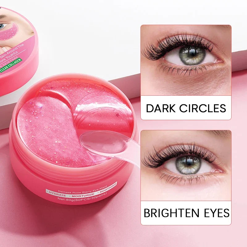 Rose Collagen Eye Mask 60 Pc – Long-Lasting Moisturizing Formula Collagen Eye Mask Qme