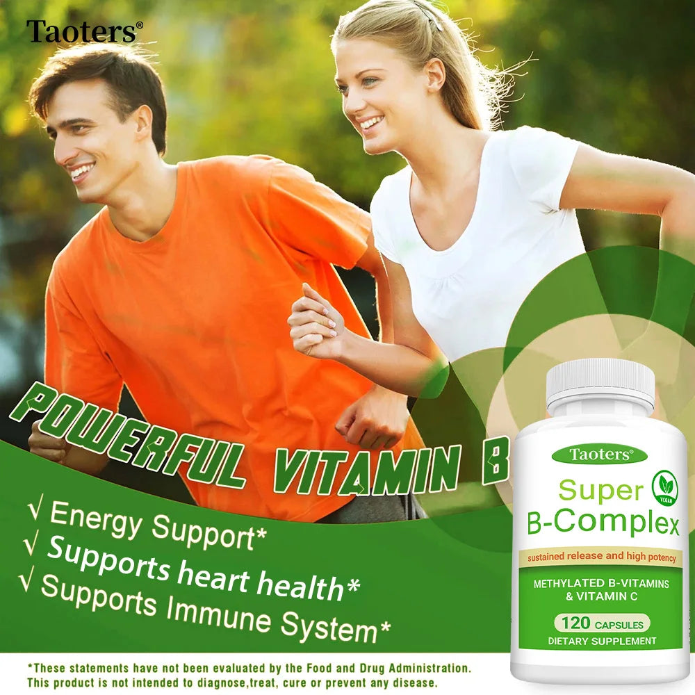 Super B-Complex Methylated Sustained Release + Vitamin C Vegan B-Complex Supplement Qst