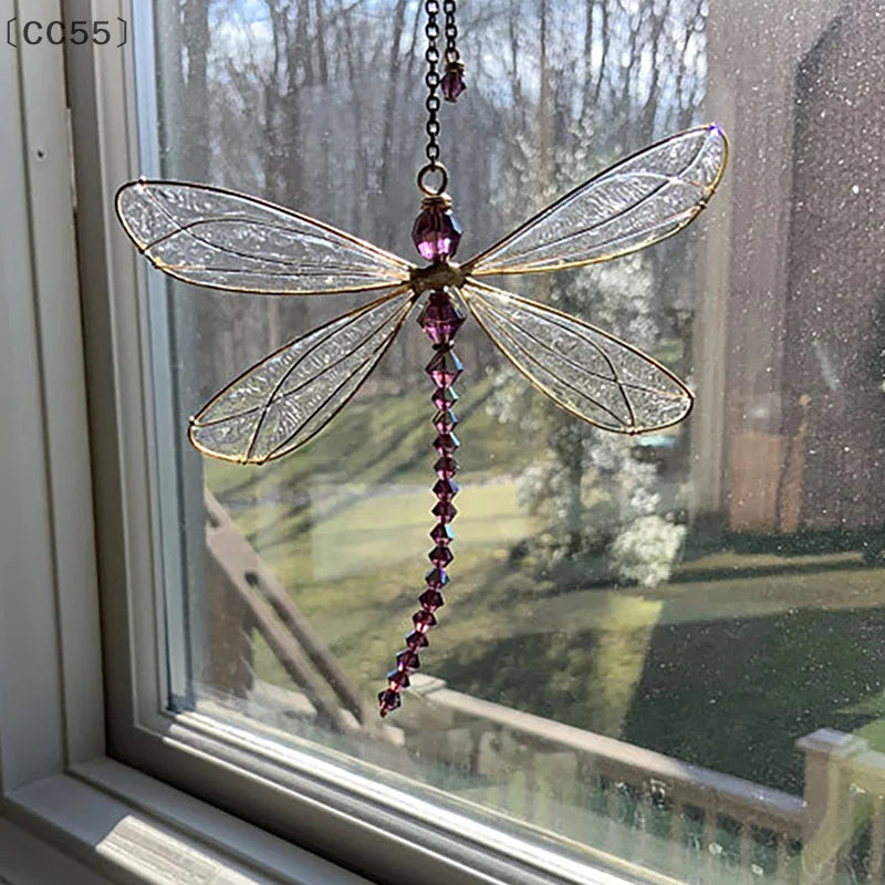 Metal Dragonfly Crystal Suncatcher – Window & Garden Ornament Crystal Suncatcher Qst