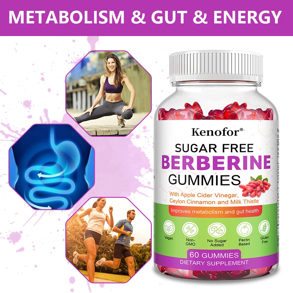 Berberine Gummies – Ceylon Cinnamon & Milk Thistle | 60ct Herbal Gummy Supplement Qst