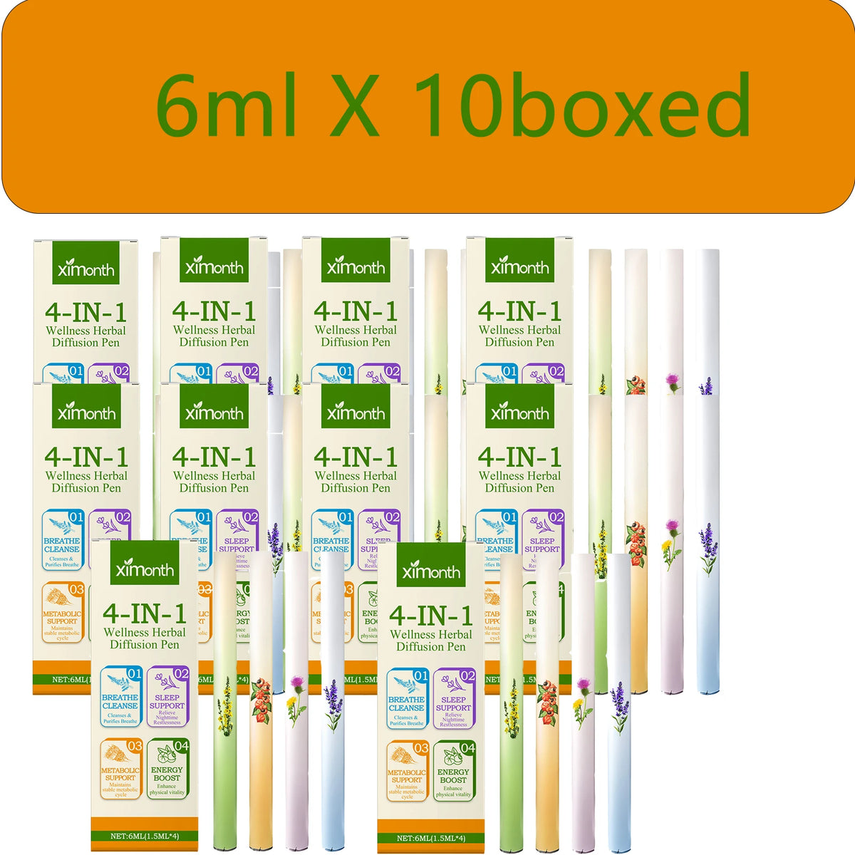 4-in-1 Herbal Aromatherapy Diffuser Pen – 4pcs Set Aromatherapy Inhaler Pen Qst 6ml X 10boxed