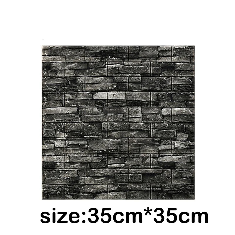 3D Foam Brick Wall Panels Self-Adhesive Retro Wallpaper Tiles 3D Wall Panel Tiles Qme retro black 12Pcs 35cmx30cm
