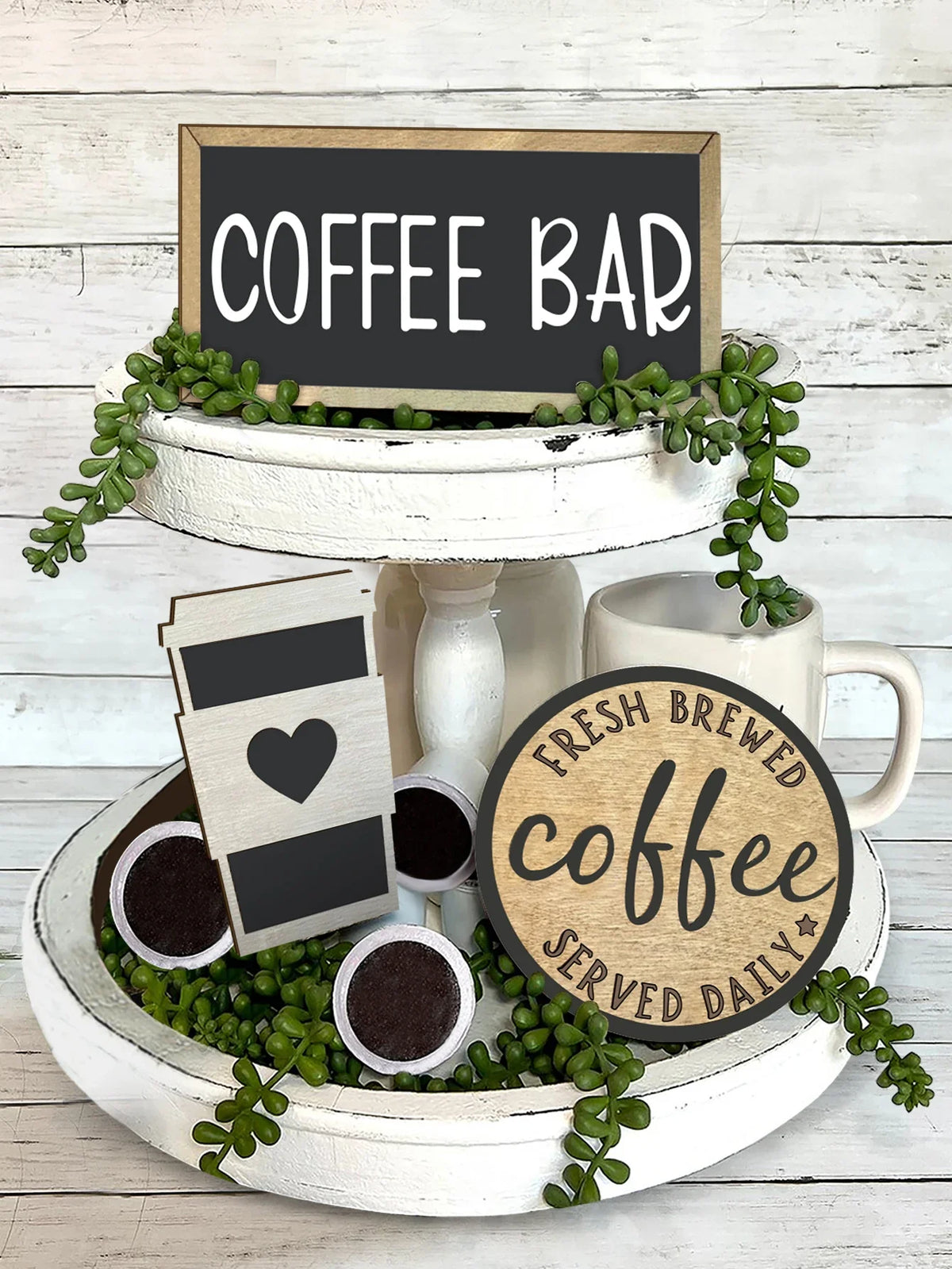 Elegant Wooden Coffee Tray | Stylish Layered Construction Wooden Serving Tray Qme L
