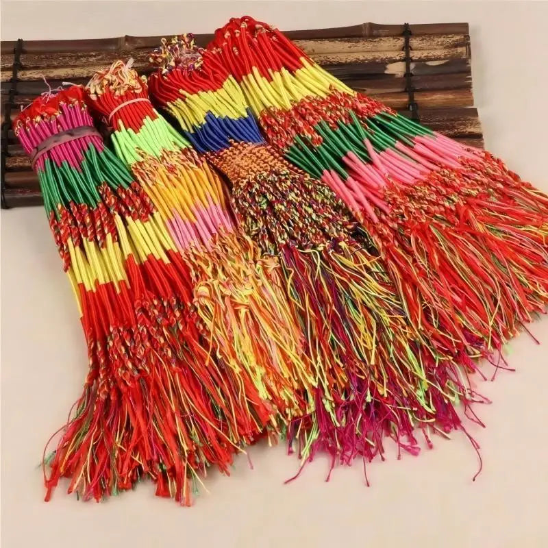 Rainbow Braided Rope Tassel Bracelet Set – Women & Men Braided Rope Bracelet Qme