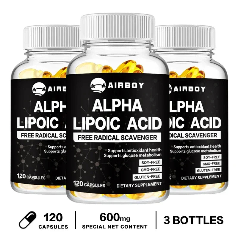 Alpha Lipoic Acid 600mg Softgels – Antioxidant & Metabolism Antioxidant Supplement Qst 120 Capsule-3bottles