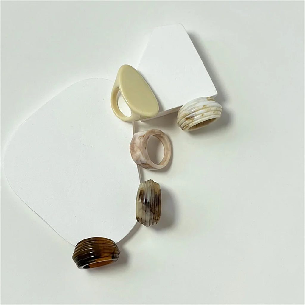 Colorful Clear Resin Oval Ring | Acrylic Water Drop Shape Fashion Ring Qme