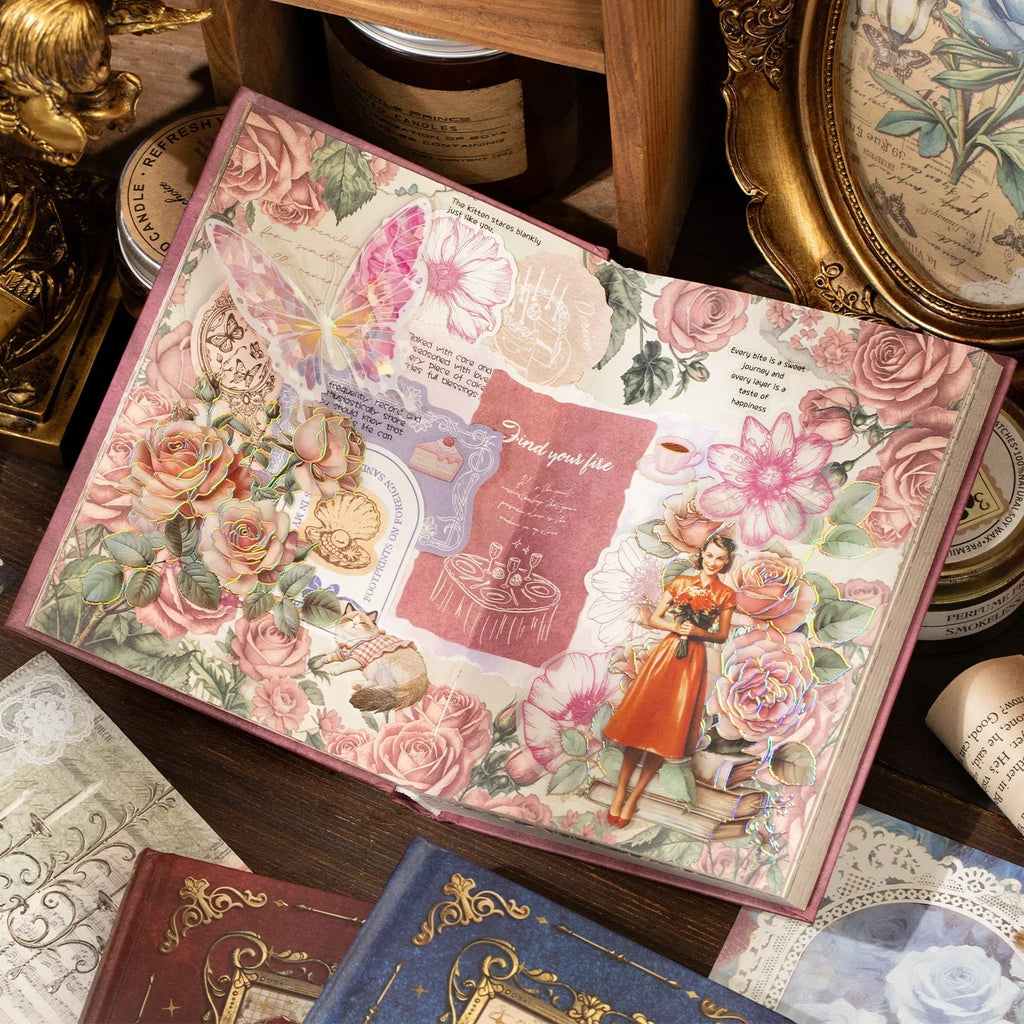 TIANZI 192pcs Vintage Scrapbooking Background Papers DIY Journal Craft Scrapbook Paper Qme