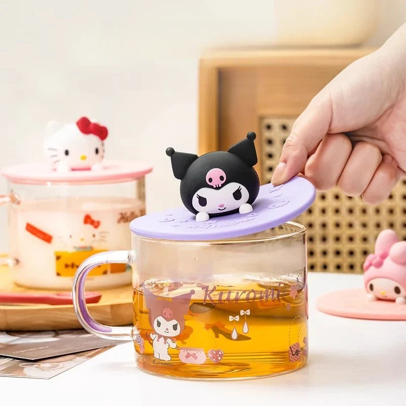 Hello Kitty Kuromi 3D Silicone Cup Lid – Universal Round Cover Silicone Cup Lid Qme