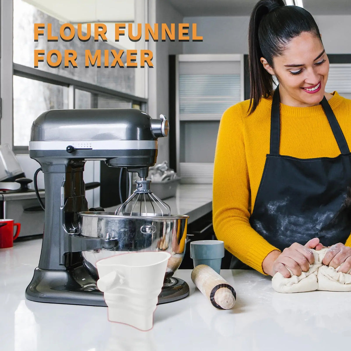 Silicone Flour Funnel Pouring Attachment for Stand Mixers Stand Mixer Attachment Qme