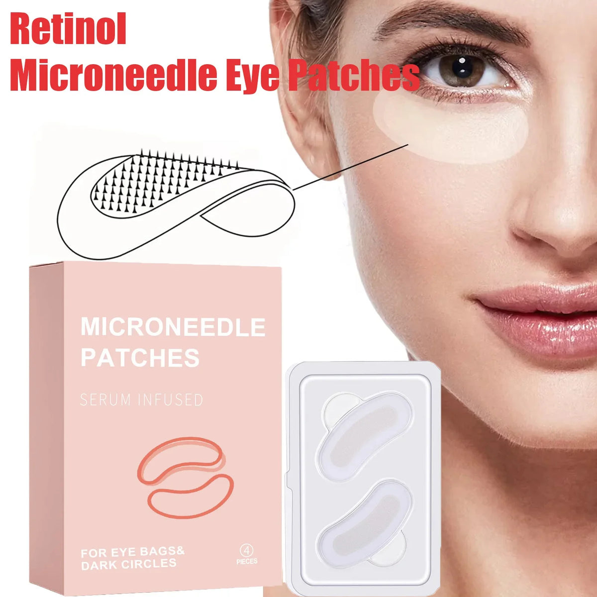 Retinol Microneedle Eye Patches – Firm & Brighten Eye Area Eye Patch Mask Qme