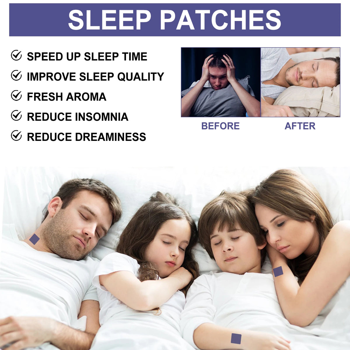 Relaxing Sleep Patches – Soothing Plant-Based Stickers, 42 ct Sleep Aid Patch Qst