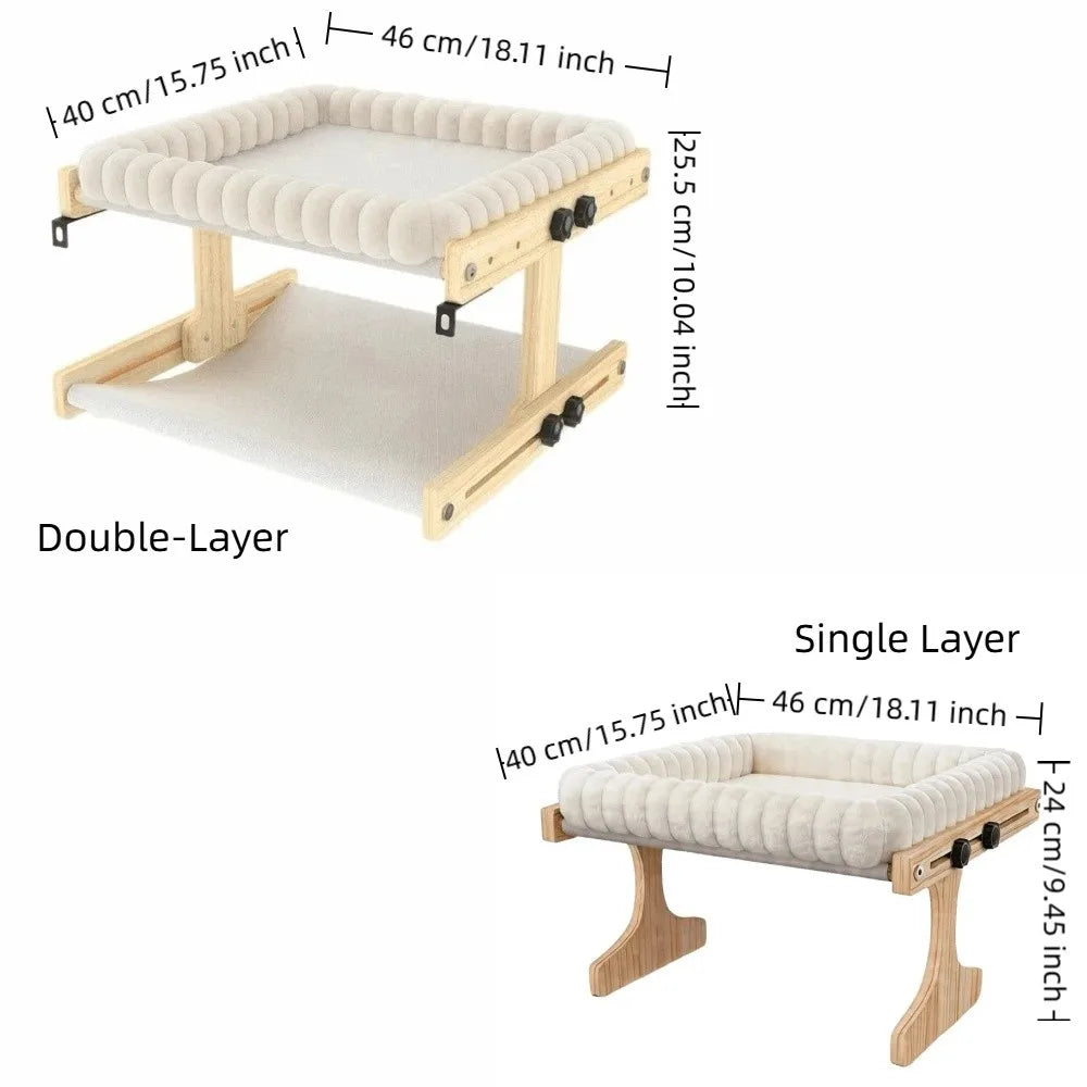 Adjustable Cat Window Perch – Wooden Frame & Detachable Cushion Cat Window Perch Qme