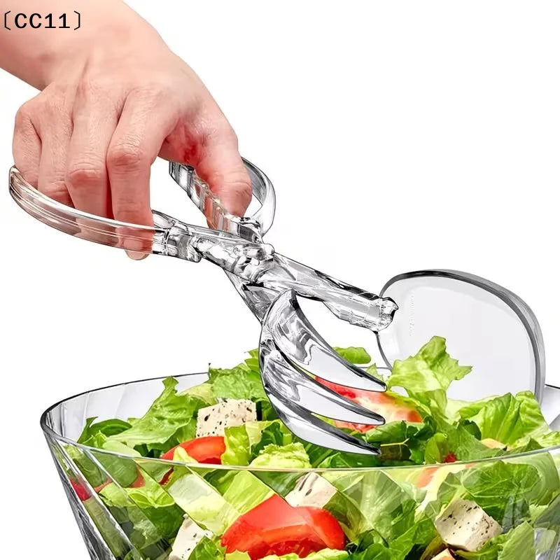 Transparent Plastic Salad Scissors Tongs – Food-Safe Salad Serving Tongs Qme Default Title