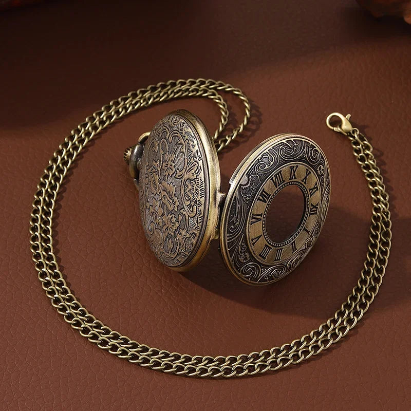 Vintage Bronze Pocket Watch | Roman Numerals Classic Pattern Vintage Pocket Watch Qme