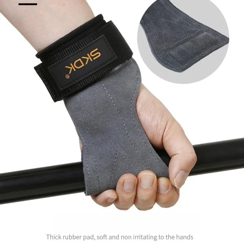 Cowhide Leather Wrist Guards Palm Support – Gym Strength Training Wrist Training Guards Qme