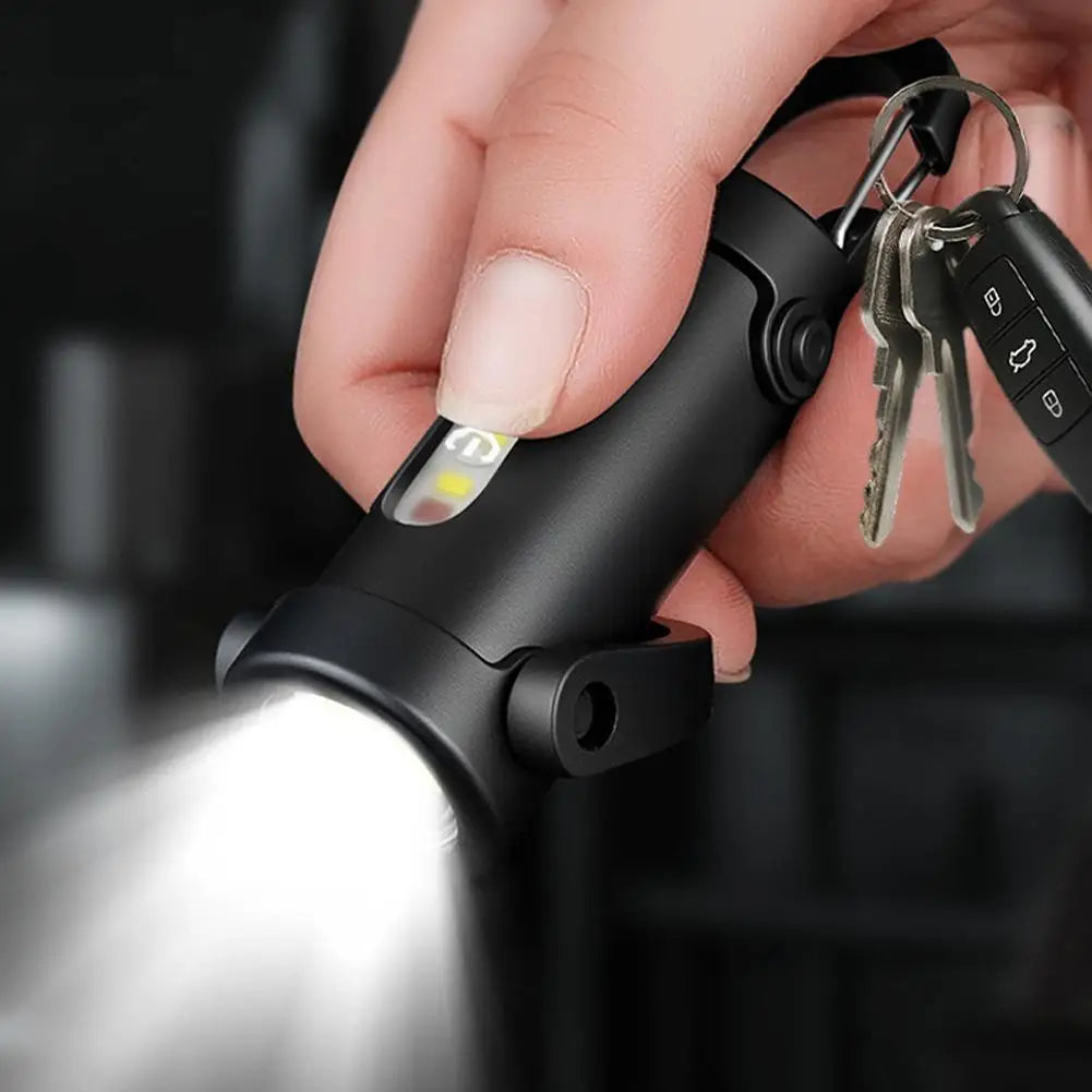 Mini COB LED Keychain Flashlight USB-C Rechargeable, 7 Modes LED Keychain Flashlight Qme