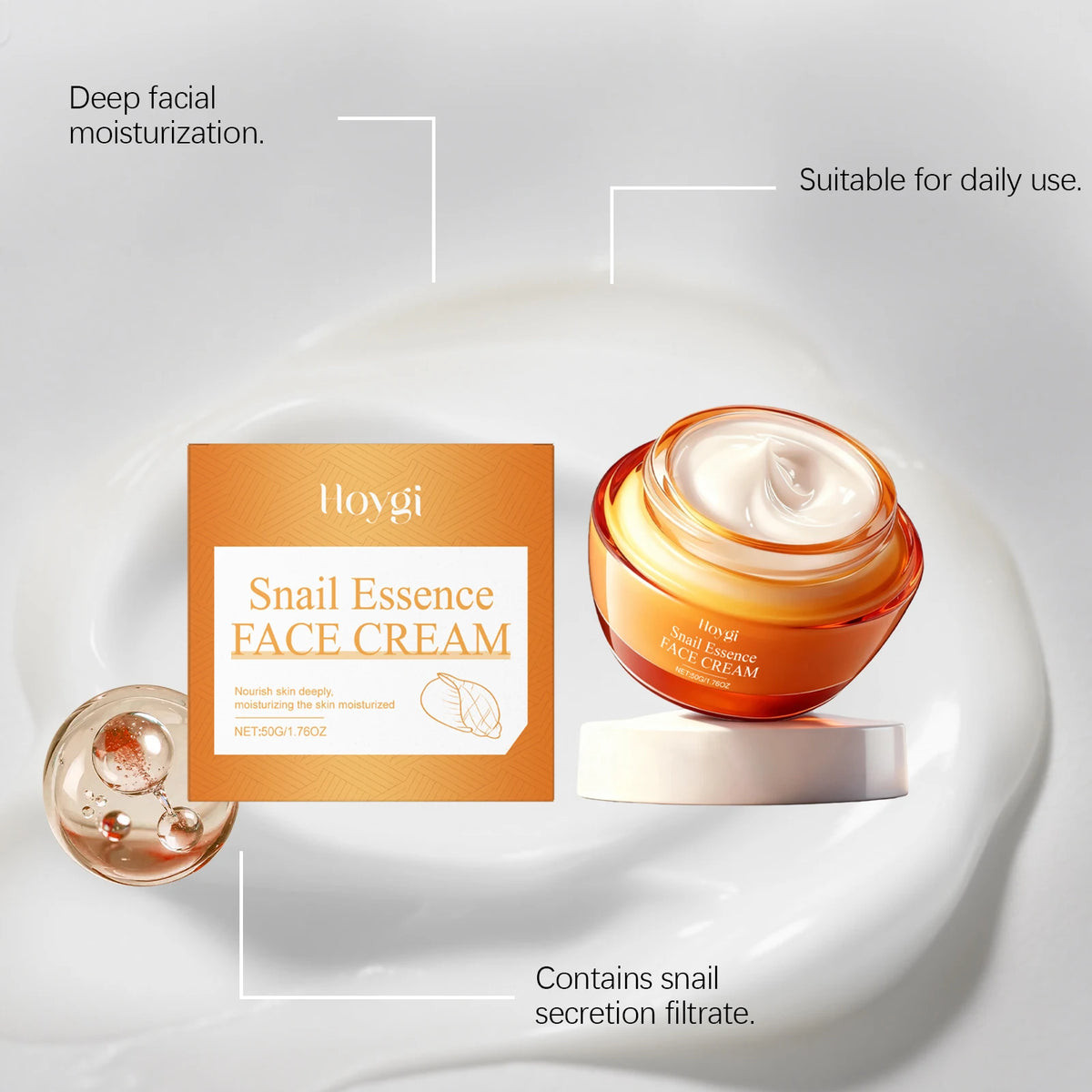 Hoygi Snail Essence Moisturizing Face Cream 50g Moisturizing Face Cream Qst