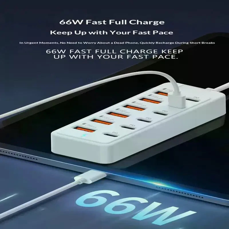 12-in-1 USB & USB-C Charging Station – 6+6 Port Fast Charger USB Charging Station Qme
